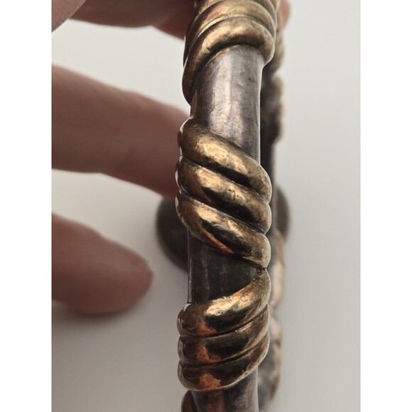 Brian Bergner 925 Silver And Gold Plate Crosshatch Bangle - Picture 8 of 9